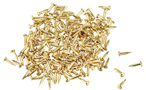 sourcing map Clou Petit Minuscule Acier Carbone 1X6mm(DxL) Jaune 300pcs | Clou pour Bois Bricolage Décoratif Photo Boîte Ménage Accessoire