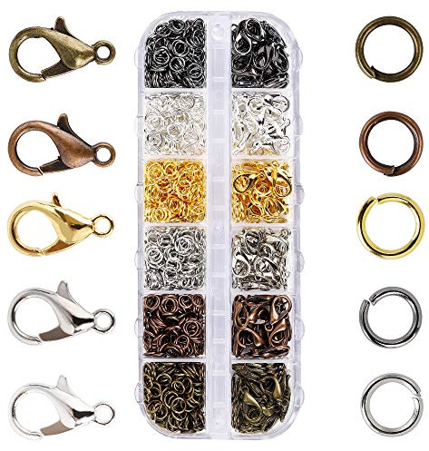 ISIYINER Cierres de langosta y anillos de salto abierto 6 Color Kit Accesorios Joyería para la fabricación de joyas 972 piezas