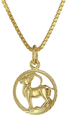 trendor Kinder Sternzeichen Steinbock 333 Gold + goldplattierte Kette | Tierkreiszeichen, liebevoller Halsschmuck für Mädchen und Jungen, Geschenkidee,