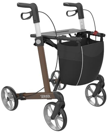 Rehasense Server Aluminium Leichtgewichtrollator braun L - 62 cm TPE-Bereifung