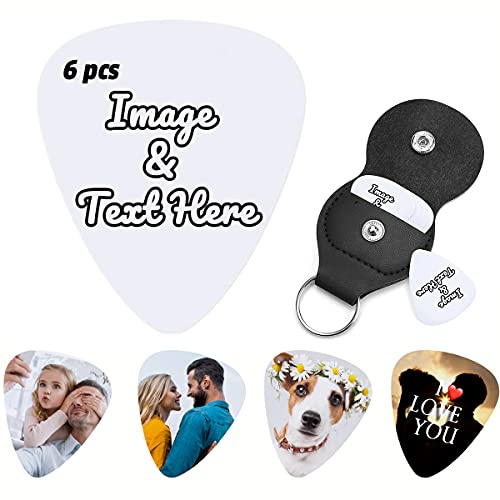 Gitarrenplektren, personalisierbar, für Bilder, Fotos oder Texte oder Namen, langlebiges Material mit detailliertem Druck Tolles Geschenk für jeden Musiker, 6 Stück, Stärke (0,71 mm)