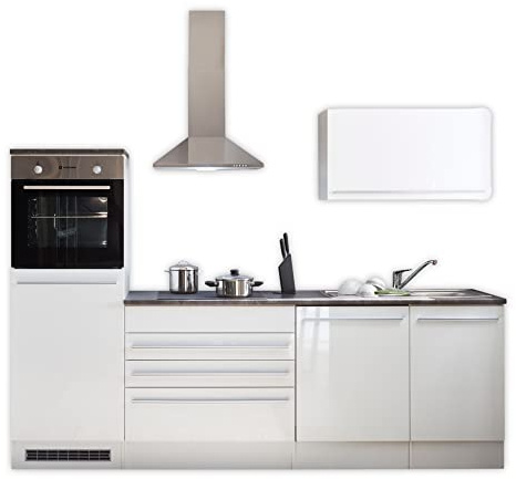 84-131-13 JAZZ Küchenblock Küchenzeile Weiß Hochglanz ohne Geräte ca. 260 x 200 x 60 cm