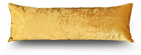Adam Home Premium Crushed Velvet Hollowfiber Filled Bolster Pillow Non-Allergenic Orthopedic Long Pillow for Side Sleeper, Back, Neck, Maternity Support Pregnancy Pillow Mustard (Double 4FT 6 Inch)