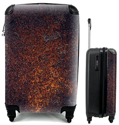MuchoWow© Koffer Handgepäck Trolley Rollkoffer Kleine Reisekoffer mit 4 Rollen - Schwarz - Rost - Metall - Cabin Size < 55x40x23 & 55x40x20 cm - Fotokoffer - Kabinenkoffer - Boardgepäck