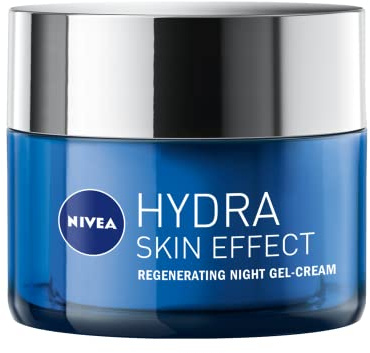 NIVEA Hydra Skin Effect Regeneration Night Gel (50 ml), leichtes Abendgesichtsgel mit Hyaluronsäure, Gel-basierte Gesichtspflege spendet 72H Hydration