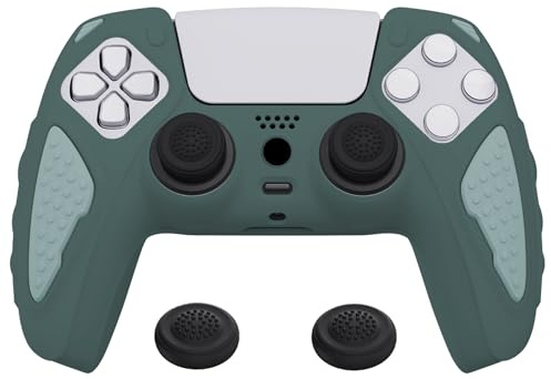 PlayVital Silikonhülle für PS5 Controller, Anti-Rutsch Schutzhülle Case | Weiches Gummi, rutschfeste Griffe, Schutz-Skin, Grips für PS5 Wireless Controller, Ritter Edition, Templeton Grau & Jade Grau