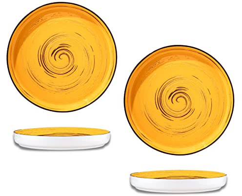 Wilmax - Piatti piani gourmet SPIRAL - Set da 2 - Forma originale - Design moderno - Resistenti ai graffi - Lucidati a mano - Per uso domestico - Per ristoranti - Diametro 23 cm