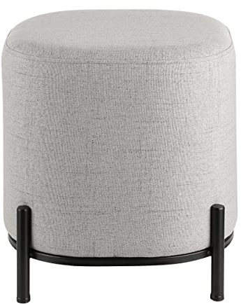 EGLO LIVING Hocker Mashike, minimalistischer Sitzhocker, runder Couch Beistellhocker, Pouf aus Textil in Grau und Metall in Schwarz, Ø 38 cm