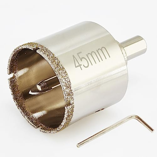 DaduoRi 45mm Diamond Hole Saw with Pilot Bit, 45mm Tile Hole Cutter with Center Drill Bit for Marble, Granite, Ceramics,Porcelain Tiles, Glass,Wet Use