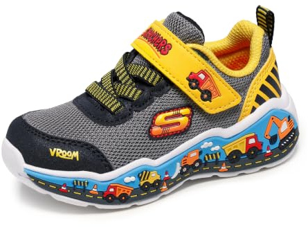 Skechers Kids Boys Play Scene Sneaker, Black/Yellow, 7 Toddler
