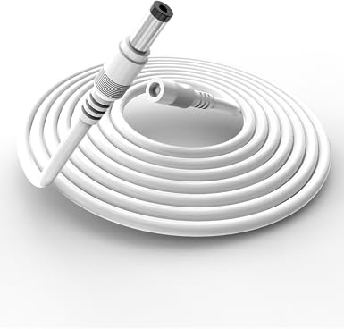 TONTON 2 m DC Verlängerungskabel, DC Kabel Verlängerung für Netzteil, Überwachungskamera, LED Streifen, Router, CCTV-IP Überwachung, DC Universal Verbinder für Netzteil 0~24V, Weiß 2M/6Ft (1er Pack)