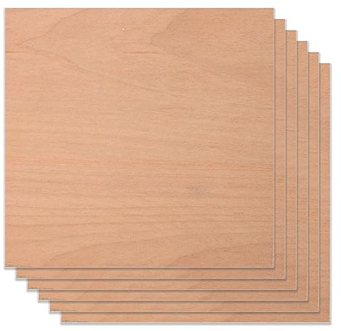Lot de 6 panneaux de contreplaqué de hêtre rouge 0,3 x 30,5 x 30,5 cm Bubinga non peint pour travaux manuels, découpe CNC, peinture
