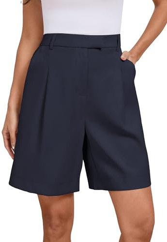 Famulily Damen Sommer Lange Shorts Lässig Weites Bein Heiße Hose Elastische Taille Anzug Shorts mit Taschen S-XXL