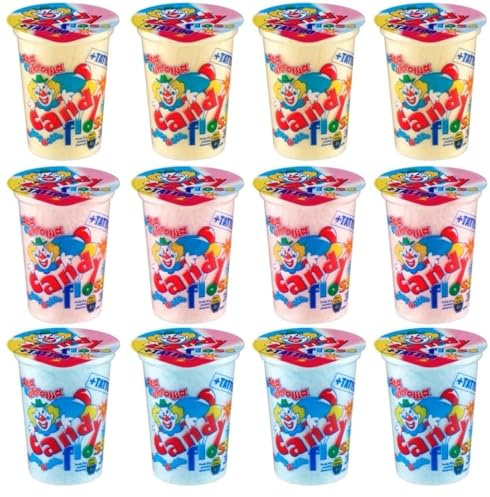 Prima® Zuckerwatte im Becher 12 Stück im Paket in jedem Becher ist ein Tattoo Bild Candy floss - Wata cukrowa w kubku