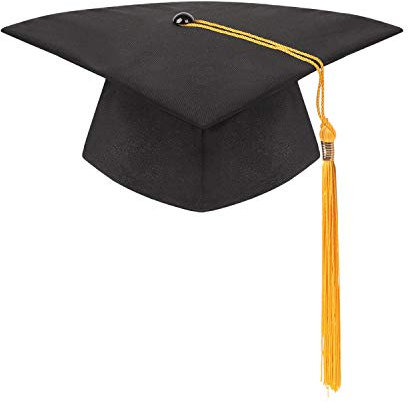 Students Graduation Hat with Tassels Unisex Adult Bachelor Cap University Academic Mortarboard Hat Black Matte Graduation Cap for High School University College Graduation Ceremony Party Supplies