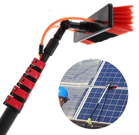 Solar Panel Cleaning Brush And Pole, Extension Poles For Cleaning, Solar Panel Cleaner Solution, With Hose Attachment, for RV, Boat, House Siding, Solar Panels (Color : Brush head-35cm, Size : Rod l