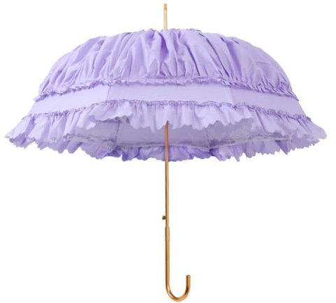 Uposao Prinzessin Vintage Spitzenschirm Brautschirm Hochzeitsschirm Rüschen Damen Sonnenschirm mit Griff für Braut Hochzeit Mode Party Model Show