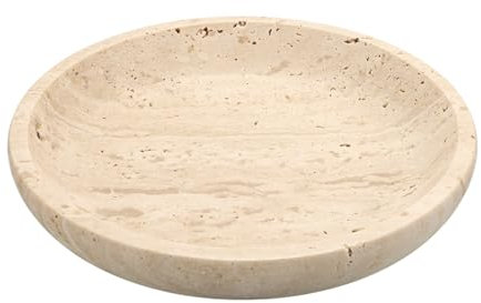 SumnaCon Plateau rond en travertin naturel de 14 cm, pour ranger boucles d'oreilles et colliers pour salle de bain et chambre à coucher