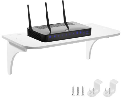 ZLLkeji Mensole da Muro Legno Mensole da Muro per Router Mensole da Parete Senza Foratura per Telecamere, Baby Monitor, Router 39 * 20 * 13.5cm