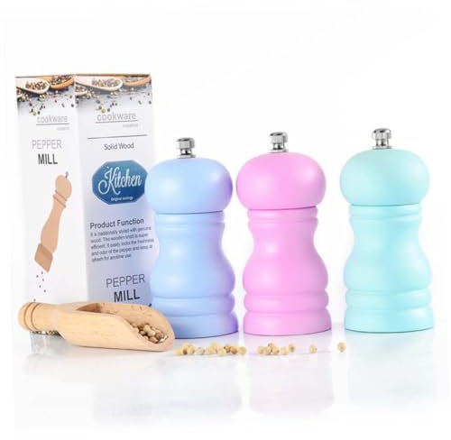 Amosfun Holzsalz Und Pfeffermühle Mit Keramikkern Manuelle Mühle Für Küche Zuhause Restaurant Salzbehälter Inklusive