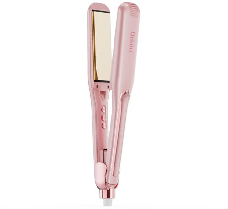 Dekuri planchas del pelo, plancha de pelo de 42 mm, plancha de cerámica sin fricción a base de agua para un cabello sedoso y suave, planchas de pelo profesional para mujeres, 120°C-230°C, Rosa bebé