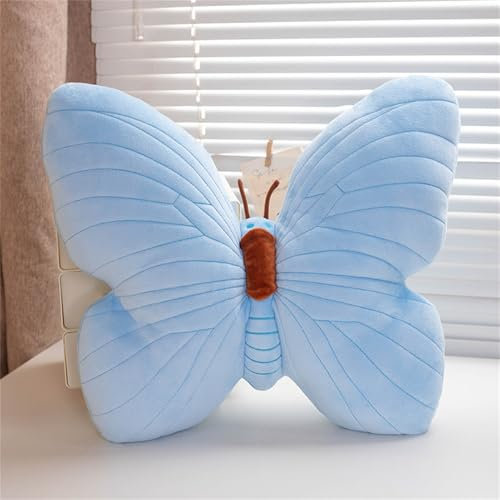 Ueiwffzo Schmetterling Kissen Kuschelkissen Kinder, Kreative Flauschige Kissen, Aesthetic Dekokissen Sofakissen Zierkissen Plüsch Kissen Deko Kissen Für Schlafzimmer Deko (Blau)
