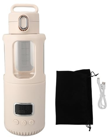 Tragbarer Milchwärmer für Unterwegs, 350ml-Flaschenwärmer für Muttermilch und Säuglingsnahrung, Sofortiger Wasserwärmer mit LED-Temperaturregelung und 10000 MAh Langer Akkulaufzeit