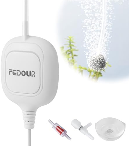 FEDOUR Mini Whisper Aquarium Air Pump, Nano Ultra Quiet Fish Tank Aerator, Fish Tank Bubbler Pump for Up to 10Gallon Betta Tank, Fish Bowl