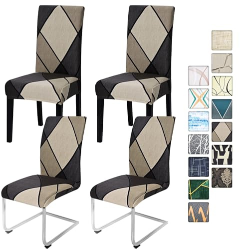 Alishomtll Stretch Stuhlhussen 4er Set, Stuhlbezug Schwingstühle, Braun | Elastische Stuhlhussen Schwingstuhl Stuhlbezug Universal hussen für stühle Waschbare Esszimmerstühle Bezug Küche Hochzeit