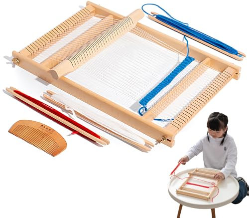 Webrahmen Aus Holz Zum Weben Für Kinder, DIY Holz Webrahmen Set, 25 * 40cm, Webrahmen Mit Farbige Wolle, Kettgarn Und Zubehör, Webstuhl Set Für Anfänger
