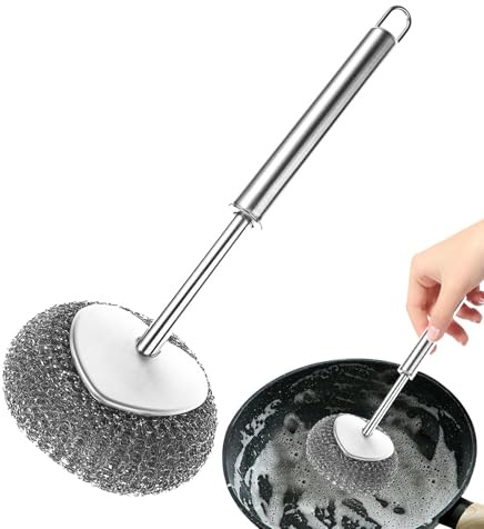 Tuxxjzm Limpiador de Platos de Metal, estropajos de Acero Inoxidable para ollas y sartenes con asa, Bola de Limpieza de Alambre, Cesta de Utensilios de lavavajillas, Almohadillas para ollas