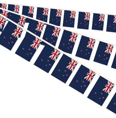 10 Meter Neuseeland Miniatur String Pennant Flagge, 30 PCS Neuseeland kleine Bunting Banner, 32 FT Dekorationen für Outdoor Indoor House Home Office Meeting Party(New Zealand)
