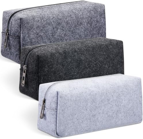 Xuniea 3 Filz Kosmetiktaschen Stifte Mäppchen Rohlinge zum Beplotten Kulturbeutel Set Elegante Federmäppchen Kleine Filztasche mit Reißverschluss Personalisierbares Geschenk für Kollegen Freunde