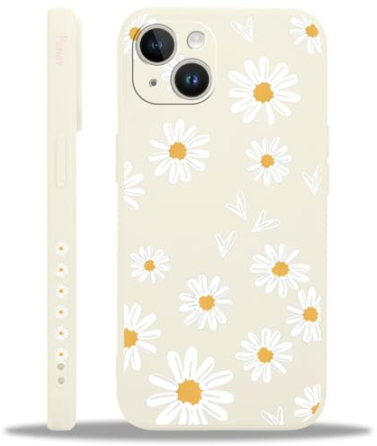 Yoedge Handyhülle für iPhone 14 Hülle, Aesthetic Blumen Daisy Herz Muster Niedlich Design Mädchen Frauen Cover, Weich Silikon Stoßfest Bumper Case Kratzfest Schutzhülle für iPhone14 6,1,Heart