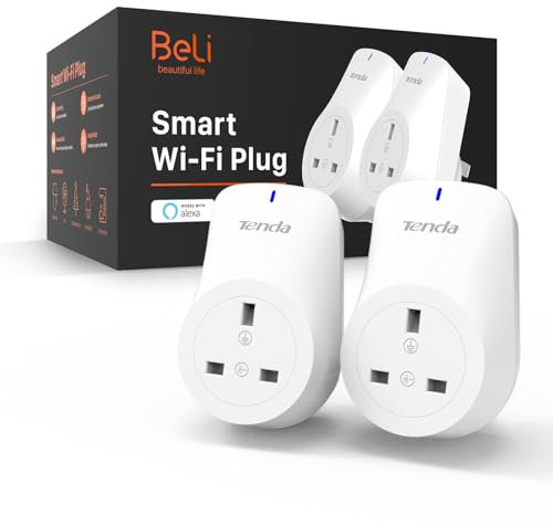 Tenda Presa Wi-Fi intelligente SP6, 16 A, spina telecomandata compatibile con Alexa& Google Home, controllo app e vocale, presa intelligente con timer/timer, senza hub necessario, confezione da 2