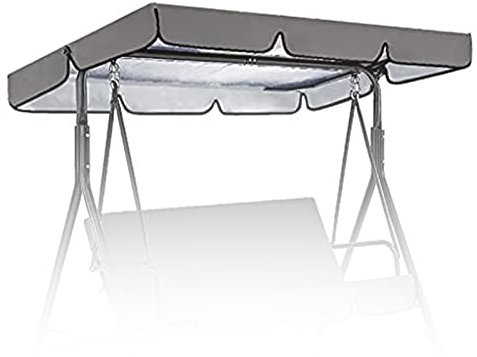 Replacement Canopy for Swing Seat, 2 & 3 Seater Hammock Cover, Waterproof Sun Shade with 4 Reinforced Corner Pockets,Porch Swing Canopy(Grey,190 * 132 * 15cm)