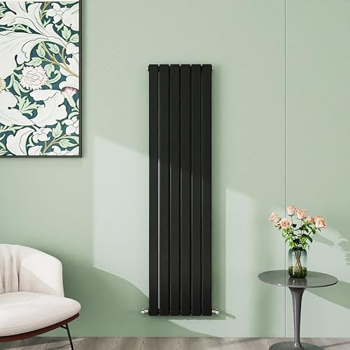 Simple Bathroom 1600×408mm Black Vertical Designer Radiator Single Panel Modern Central Heating Flat Panel Radiators