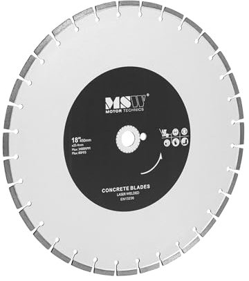 MSW Disque diamant scie circulaire 450 mm - Découpe professionnelle du béton, des briques, de la céramique et du carrelage Découpe à sec et à l'eau