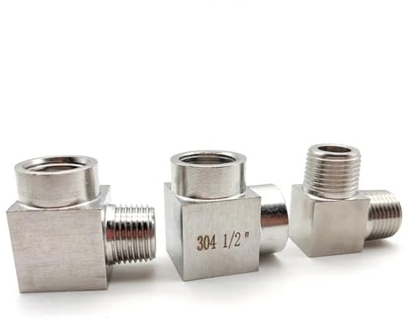 90 Degree Elbow 304 Stainless Steel 1/8 1/4 3/8 1/2 3/4 1 High Pressure Thread Right-Angle Connector Pipe Fittings(Female Thread,3/8)