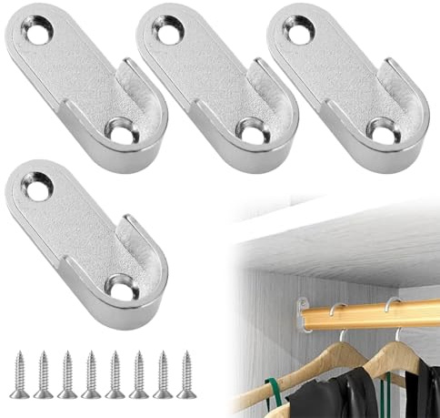 4 piezas soporte para barra de armario, accesorios para armario interior, soporte para tubería de armario con 8 tornillos