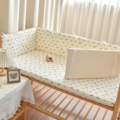 PTKG Tours de Lit en Respirant Anti-Collision pour Lit BéBé Contour de pour BéBé Barriere Enfant Pliable BéBé Cabane Contour de BéBé Respirant Anti-Chute Protection,B4,120 * 28cm