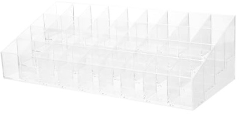 Organizador de Barra de Labios de Escritorio Transparente Ps | Gran Capacidad para Barra y Brillo, Estructura Resistente a Rayaduras, Tapa Abatible Antipolvo