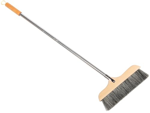 Uonlytech Scopa per Pavimenti in Legno Duro Setole Morbide, Manico in Acciaio Inox Antistatico, Spazzola Leggera per Cucina e Pulizia Domestica