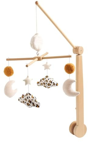 Mobile musical bébé en bois avec 4 jouets
