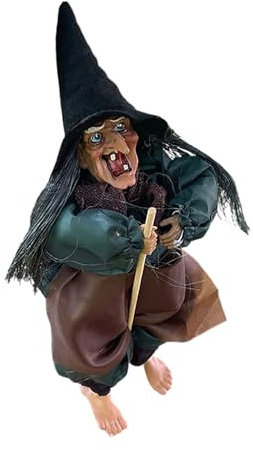 Creepy Hanging Witch - Animated Talking Figure, Scary Halloween Witch, Voice Activated Prop | Glowing Red Eyes Effect, Sound Response Feature, For Yard Porch Garden Haunted House Decoration