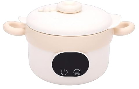 Fockety Contenitore Termico Elettrico per Alimenti, 470 Ml, Scaldavivande in Acciaio Inossidabile 304, Ciotola per Alimenti con Controllo Costante e Preciso della Temperatura (Color crema)