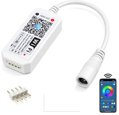 Smart RGB WiFi LED Controller 4-Pin Output Voice Control LED Light Compatible with Alexa Google Home Assistant IFTTT Android iOS for SMD 3535 5050 2835 Color Changing Strip Lights 12V-24V App Control