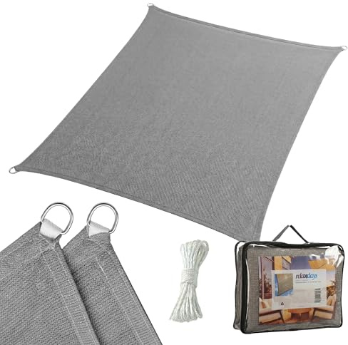 Relaxdays Vela ombreggiante HDPE Traspirante per Giardino e Balcone, Telo con Occhielli e Corde, Varie Misure e Colori | Tenda da giardino e balcone, in tela, rettangolare