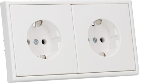 JUNG Serie LS 2x Steckdosen Set Alpinweiß | mit 2x LS1520WW SCHUKO Steckdosen, LS982WW Rahmen 2-fach