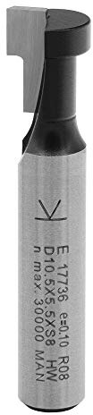 ENT 17736 T-notfräs M6 mm av hårdmetall, skaft (S) 8 mm, diameter (D1) 10,5 mm, D2 6,6 mm, NL1 7 mm, NL2 5.5 mm, Z1